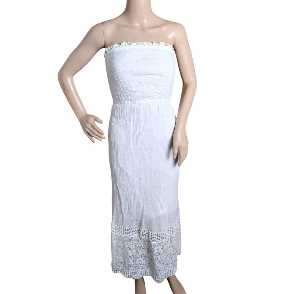 Umgee Dress Woman's Small White Cottagecore Prairiecore Farmcore Peasant Crochet